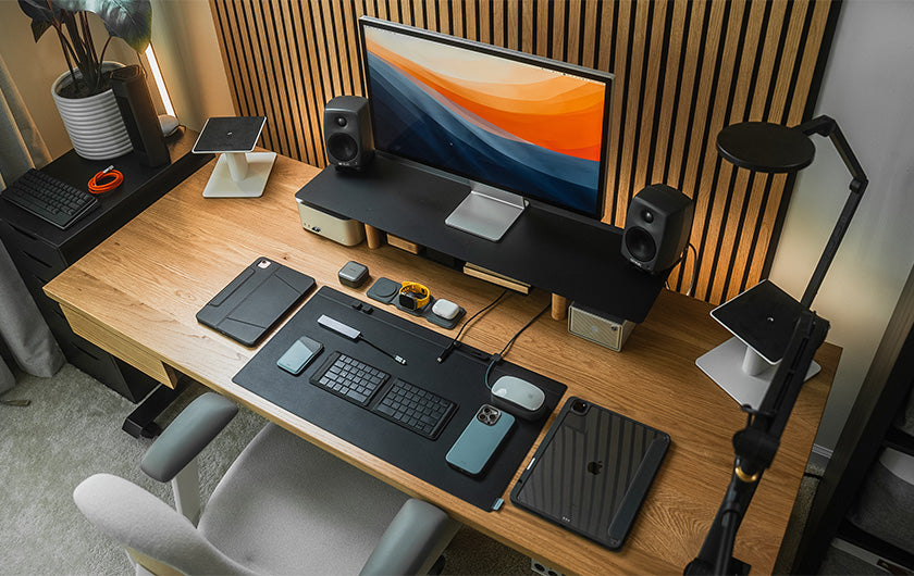 Desktop Setting with Energea 3-in-1 MagSafe Compatible Wireless Charger