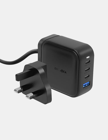 UK and US travel adapter with 3 USB-C and 1 USB-A port